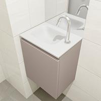 MONDIAZ OLAN Toiletmeubel 40x30x40cm met 1 kraangaten 1 lades smoke mat Wastafel Lex links Solid Surface Wit FK75342493