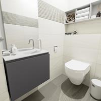 MONDIAZ OLAN Toiletmeubel 60x30x40cm met 1 kraangaten 1 lades dark grey mat Wastafel Lex rechts Solid Surface Wit FK75342472