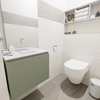 MONDIAZ OLAN Toiletmeubel 60x30x40cm met 0 kraangaten 1 lades army mat Wastafel Lex midden Solid Surface Wit FK75342527