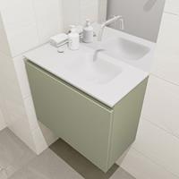 MONDIAZ OLAN Toiletmeubel 60x30x40cm met 0 kraangaten 1 lades army mat Wastafel Lex rechts Solid Surface Wit FK75342531