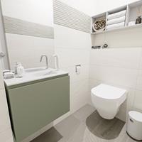 MONDIAZ OLAN Toiletmeubel 60x30x40cm met 1 kraangaten 1 lades army mat Wastafel Lex rechts Solid Surface Wit FK75342530