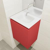 MONDIAZ OLAN Toiletmeubel 40x30x40cm met 0 kraangaten 1 lades fire mat Wastafel Lex midden Solid Surface Wit FK75342579