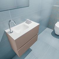 MONDIAZ ADA Toiletmeubel 60x30x50cm met 1 kraangaten 2 lades smoke mat Wastafel Lex links Solid Surface Wit FK75341803