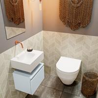 MONDIAZ ANDOR Toiletmeubel 40x30x30cm met 0 kraangaten 1 lades cale mat Wastafel Lex links Solid Surface Wit FK75343335