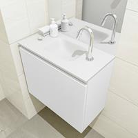 MONDIAZ OLAN Toiletmeubel 60x30x40cm met 1 kraangaten 1 lades talc mat Wastafel Lex midden Solid Surface Wit FK75342410
