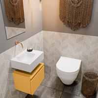 MONDIAZ ANDOR Toiletmeubel 40x30x30cm met 0 kraangaten 1 lades ocher mat Wastafel Lex links Solid Surface Wit FK75343248