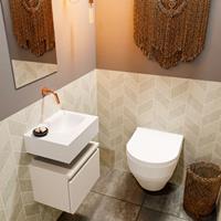 MONDIAZ ANDOR Toiletmeubel 40x30x30cm met 0 kraangaten 1 lades linen mat Wastafel Lex rechts Solid Surface Wit FK75343308