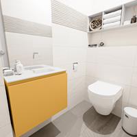 MONDIAZ OLAN Toiletmeubel 60x30x40cm met 0 kraangaten 1 lades ocher mat Wastafel Lex rechts Solid Surface Wit FK75342560