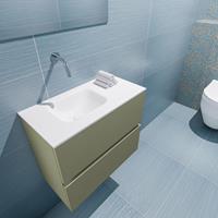 MONDIAZ ADA Toiletmeubel 60x30x50cm met 0 kraangaten 2 lades army mat Wastafel Lex links Solid Surface Wit FK75341833