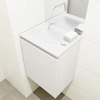 MONDIAZ OLAN Toiletmeubel 40x30x40cm met 0 kraangaten 1 lades linen mat Wastafel Lex links Solid Surface Wit FK75342610
