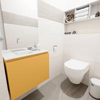 MONDIAZ OLAN Toiletmeubel 60x30x40cm met 0 kraangaten 1 lades ocher mat Wastafel Lex links Solid Surface Wit FK75342558