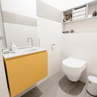 MONDIAZ OLAN Toiletmeubel 60x30x40cm met 1 kraangaten 1 lades ocher mat Wastafel Lex rechts Solid Surface Wit FK75342559