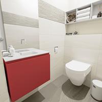 MONDIAZ OLAN Toiletmeubel 60x30x40cm met 0 kraangaten 1 lades fire mat Wastafel Lex midden Solid Surface Wit FK75342585