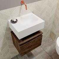 MONDIAZ ANDOR Toiletmeubel 40x30x30cm met 0 kraangaten 1 lades dark brown mat Wastafel Lex rechts Solid Surface Wit FK75343395