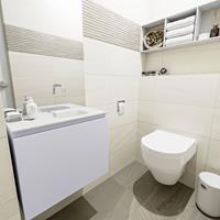 MONDIAZ OLAN Toiletmeubel 60x30x40cm met 0 kraangaten 1 lades cale mat Wastafel Lex rechts Solid Surface Wit FK75342647