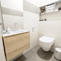 MONDIAZ OLAN Toiletmeubel 60x30x40cm met 0 kraangaten 1 lades washed oak mat Wastafel Lex rechts Solid Surface Wit FK75342676