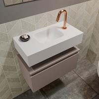 MONDIAZ ANDOR Toiletmeubel 60x30x30cm met 1 kraangaten 1 lades smoke mat Wastafel Lex midden Solid Surface Wit FK75343193