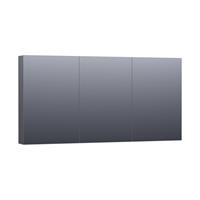 Saniclass Dual spiegelkast 140x70x15cm verlichting geintegreerd rechthoek 3 draaideuren Hoogglans Grijs MDF 7161