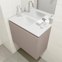 MONDIAZ OLAN Toiletmeubel 60x30x40cm met 1 kraangaten 1 lades smoke mat Wastafel Lex links Solid Surface Wit FK75342499