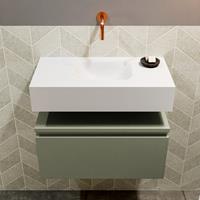 MONDIAZ ANDOR Toiletmeubel 60x30x30cm met 0 kraangaten 1 lades army mat Wastafel Lex midden Solid Surface Wit FK75343223