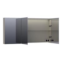 Saniclass Dual spiegelkast 140x70x15cm verlichting geintegreerd rechthoek 3 draaideuren Mat Taupe MDF 7173