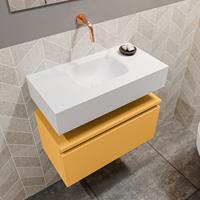 MONDIAZ ANDOR Toiletmeubel 60x30x30cm met 0 kraangaten 1 lades ocher mat Wastafel Lex midden Solid Surface Wit FK75343252