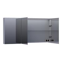 Saniclass Dual spiegelkast 140x70x15cm verlichting geintegreerd rechthoek 3 draaideuren Mat Grijs MDF 7179