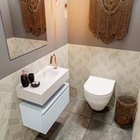 MONDIAZ ANDOR Toiletmeubel 60x30x30cm met 1 kraangaten 1 lades cale mat Wastafel Lex rechts Solid Surface Wit FK75343342