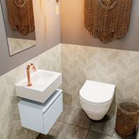 MONDIAZ ANDOR Toiletmeubel 40x30x30cm met 1 kraangaten 1 lades cale mat Wastafel Lex rechts Solid Surface Wit FK75343336