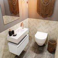 MONDIAZ ANDOR Toiletmeubel 60x30x30cm met 1 kraangaten 1 lades talc mat Wastafel Lex rechts Solid Surface Wit FK75343110