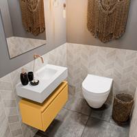 MONDIAZ ANDOR Toiletmeubel 60x30x30cm met 0 kraangaten 1 lades ocher mat Wastafel Lex rechts Solid Surface Wit FK75343256