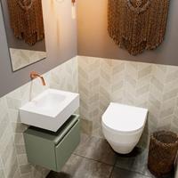 MONDIAZ ANDOR Toiletmeubel 40x30x30cm met 0 kraangaten 1 lades army mat Wastafel Lex midden Solid Surface Wit FK75343217