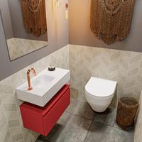 MONDIAZ ANDOR Toiletmeubel 60x30x30cm met 1 kraangaten 1 lades fire mat Wastafel Lex links Solid Surface Wit FK75343282