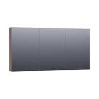 Saniclass Dual spiegelkast 140x70x15cm verlichting geintegreerd rechthoek 3 draaideuren Burned Bark MFC 7277