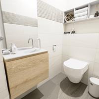 MONDIAZ OLAN Toiletmeubel 60x30x40cm met 1 kraangaten 1 lades washed oak mat Wastafel Lex rechts Solid Surface Wit FK75342675