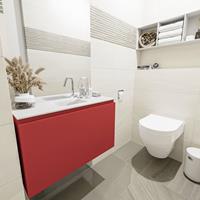 MONDIAZ OLAN Toiletmeubel 80x30x40cm met 1 kraangaten 1 lades fire mat Wastafel Lex midden Solid Surface Wit FK75342590