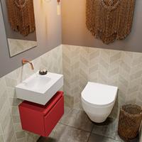 MONDIAZ ANDOR Toiletmeubel 40x30x30cm met 0 kraangaten 1 lades fire mat Wastafel Lex links Solid Surface Wit FK75343277