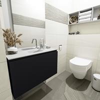 MONDIAZ OLAN Toiletmeubel 80x30x40cm met 1 kraangaten 1 lades urban mat Wastafel Lex midden Solid Surface Wit FK75342445