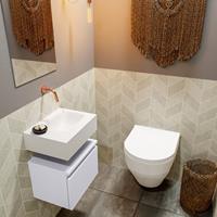 MONDIAZ ANDOR Toiletmeubel 40x30x30cm met 0 kraangaten 1 lades cale mat Wastafel Lex rechts Solid Surface Wit FK75343337