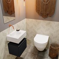 MONDIAZ ANDOR Toiletmeubel 40x30x30cm met 0 kraangaten 1 lades urban mat Wastafel Lex links Solid Surface Wit FK75343132