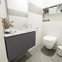 MONDIAZ OLAN Toiletmeubel 80x30x40cm met 1 kraangaten 1 lades dark grey mat Wastafel Lex rechts Solid Surface Wit FK75342478