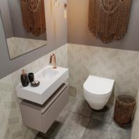 MONDIAZ ANDOR Toiletmeubel 60x30x30cm met 1 kraangaten 1 lades smoke mat Wastafel Lex rechts Solid Surface Wit FK75343197