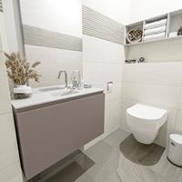 MONDIAZ OLAN Toiletmeubel 80x30x40cm met 1 kraangaten 1 lades smoke mat Wastafel Lex midden Solid Surface Wit FK75342503