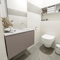 MONDIAZ OLAN Toiletmeubel 80x30x40cm met 0 kraangaten 1 lades smoke mat Wastafel Lex rechts Solid Surface Wit FK75342508