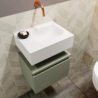 MONDIAZ ANDOR Toiletmeubel 40x30x30cm met 0 kraangaten 1 lades army mat Wastafel Lex rechts Solid Surface Wit FK75343221