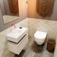 MONDIAZ ANDOR Toiletmeubel 60x30x30cm met 0 kraangaten 1 lades linen mat Wastafel Lex links Solid Surface Wit FK75343312