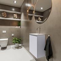 MONDIAZ TURE Toiletmeubel 40x23x50cm met 0 kraangaten 1 deuren cale mat Wastafel Eden midden Solid Surface Wit FK75341242