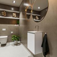 MONDIAZ TURE Toiletmeubel 40x23x50cm met 0 kraangaten 1 deuren talc mat Wastafel Eden rechts Solid Surface Wit FK75341006