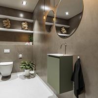 MONDIAZ TURE Toiletmeubel 40x23x50cm met 0 kraangaten 1 deuren army mat Wastafel Eden rechts Solid Surface Wit FK75341126