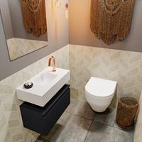 MONDIAZ ANDOR Toiletmeubel 60x30x30cm met 1 kraangaten 1 lades urban mat Wastafel Lex midden Solid Surface Wit FK75343135